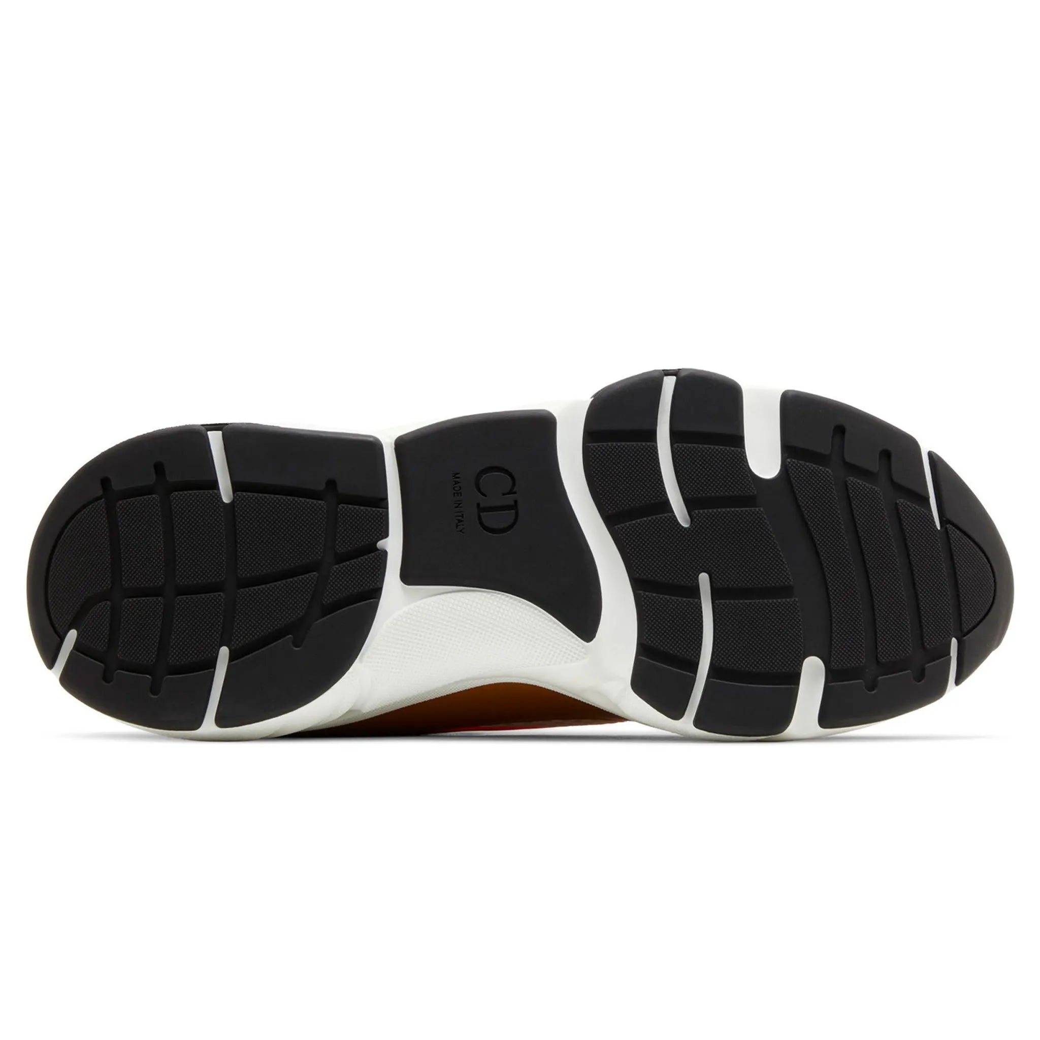 Sole view of Dior B22 Ebony Camel Yellow Calfskin Trainer 3SN231YRK_H267